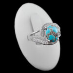 انگشتر فیروزه نیشابوری نقره زنانه طرح رزا