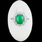 انگشتر عقیق سبز نقره زنانه طرح کارن - Image 4