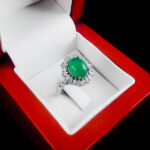 انگشتر عقیق سبز نقره زنانه طرح کارن - Image 2