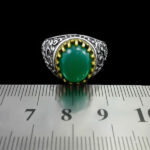 انگشتر عقیق سبز نقره مردانه طرح یا مهدی (عج) - Image 3