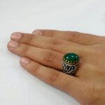 انگشتر عقیق سبز نقره مردانه طرح یا مهدی (عج) - Image 4