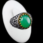 انگشتر عقیق سبز نقره مردانه طرح یا مهدی (عج)