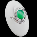 انگشتر عقیق سبز نقره زنانه طرح سارینا