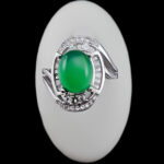 انگشتر عقیق سبز نقره زنانه طرح سارینا - Image 3