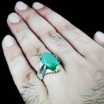 انگشتر عقیق سبز نقره مردانه طرح چهار چنگ اشکان - Image 5