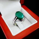 انگشتر عقیق سبز نقره مردانه طرح چهار چنگ اشکان - Image 3