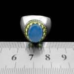 انگشتر عقیق کبود یمنی نقره مردانه طرح فیلی آراد - Image 3