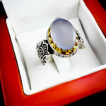 انگشتر عقیق کبود یمنی نقره مردانه طرح آرادان - Image 4