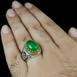انگشتر عقیق سبز نقره مردانه طرح همایون - Image 5