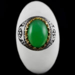 انگشتر عقیق سبز نقره مردانه طرح همایون - Image 3