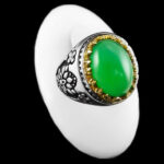 انگشتر عقیق سبز نقره مردانه طرح همایون