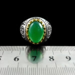 انگشتر عقیق سبز نقره مردانه طرح همایون - Image 4