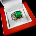 انگشتر عقیق سبز نقره مردانه طرح فرهان - Image 3