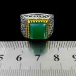 انگشتر عقیق سبز نقره مردانه طرح فرهان - Image 2