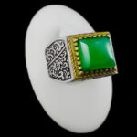 انگشتر عقیق سبز نقره مردانه طرح فرهان