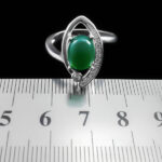 انگشتر عقیق سبز نقره زنانه طرح رومینا - Image 3