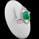 انگشتر عقیق سبز نقره زنانه طرح رومینا