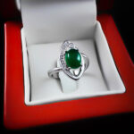 انگشتر عقیق سبز نقره زنانه طرح رومینا - Image 2