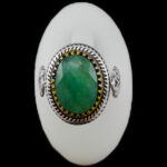 انگشتر زمرد الماس تراش نقره مردانه طرح هانی - Image 2