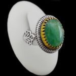 انگشتر زمرد الماس تراش نقره مردانه طرح هانی