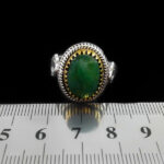 انگشتر زمرد الماس تراش نقره مردانه طرح هانی - Image 4