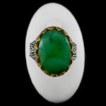 انگشتر زمرد الماس تراش نقره مردانه طرح میکائیل - Image 3