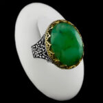 انگشتر زمرد الماس تراش نقره مردانه طرح میکائیل