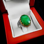 انگشتر زمرد الماس تراش نقره مردانه طرح میکائیل - Image 4