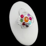 انگشتر نقره زنانه طرح رامبین با چند سنگ معدنی اصل‌‌‌