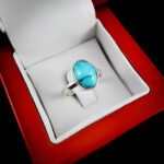 انگشتر فیروزه نیشابوری دست‌ساز نقره زنانه و مردانه طرح ژالان + حرز امام جواد (ع) - Image 3