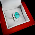 انگشتر فیروزه نیشابوری نقره دست ساز زنانه و مردانه طرح ژیوار + حرز امام جواد (ع) - Image 4