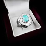 انگشتر فیروزه نیشابوری نقره دست ساز فاخر مردانه طرح پویا - Image 3