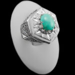 انگشتر فیروزه نیشابوری نقره دست ساز فاخر مردانه طرح پویا