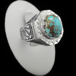 انگشتر فیروزه نیشابوری نقره دست ساز فاخر مردانه طرح ساسان