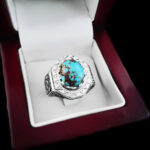 انگشتر فیروزه نیشابوری نقره دست ساز فاخر مردانه طرح ساسان - Image 2