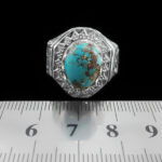 انگشتر فیروزه نیشابوری نقره دست ساز فاخر مردانه طرح ساسان - Image 3