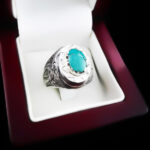 انگشتر فیروزه نیشابوری نقره دست ساز فاخر مردانه طرح سوشا - Image 2