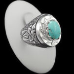 انگشتر فیروزه نیشابوری نقره دست ساز فاخر مردانه طرح سوشا