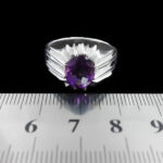 انگشتر آمیتیست الماس تراش نقره مردانه طرح آبکام - Image 3