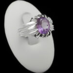 انگشتر آمیتیست الماس تراش نقره مردانه طرح آبکام