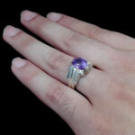 انگشتر آمیتیست الماس تراش نقره مردانه طرح آبکام - Image 4