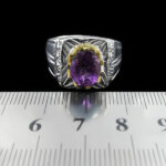 انگشتر آمیتیست الماس تراش نقره مردانه دست ساز فاخر طرح دور طلایی آدر - Image 2