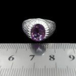 انگشتر آمیتیست الماس تراش نقره مردانه دست ساز طرح آذرتوس - Image 3