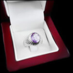 انگشتر آمیتیست الماس تراش نقره مردانه دست ساز طرح آذرتوس - Image 2