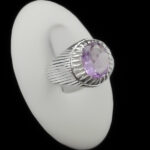 انگشتر آمیتیست الماس تراش نقره مردانه دست ساز طرح آذرتوس