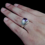 انگشتر آمیتیست الماس تراش نقره مردانه دست ساز طرح آذرتوس - Image 4