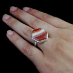 انگشتر عقیق سلیمانی نقره دست ساز مردانه و زنانه طرح دادار + حرز امام جواد (ع) - Image 5