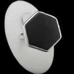 انگشتر عقیق مشکی نقره دست ساز مردانه و زنانه طرح شش ضلعی سترگ + حرز امام جواد (ع)