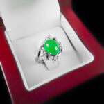 انگشتر عقیق سبز نقره زنانه طرح بیتا - Image 3