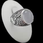 انگشتر عقیق کبود یمنی نقره مردانه طرح جهانگیر